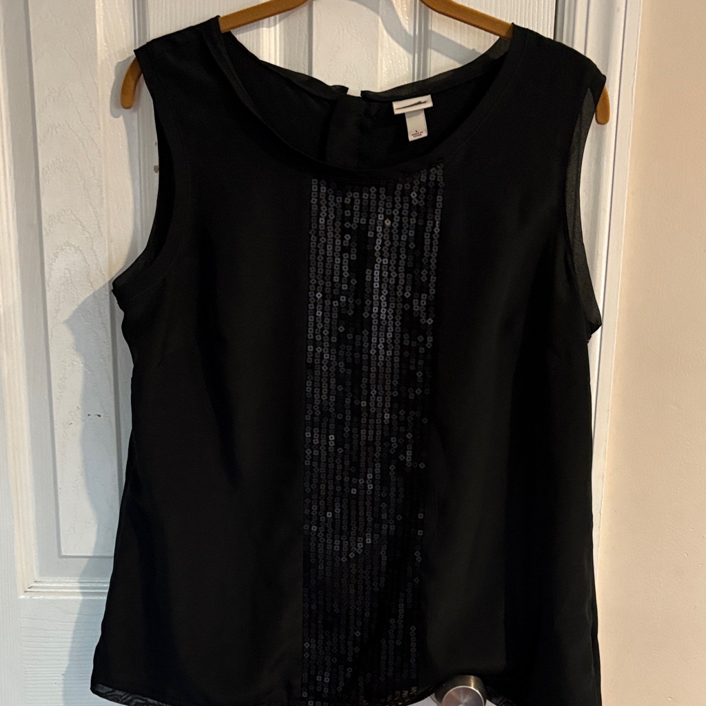 Merona Black Sleeveless Blouse With Sequin Detail